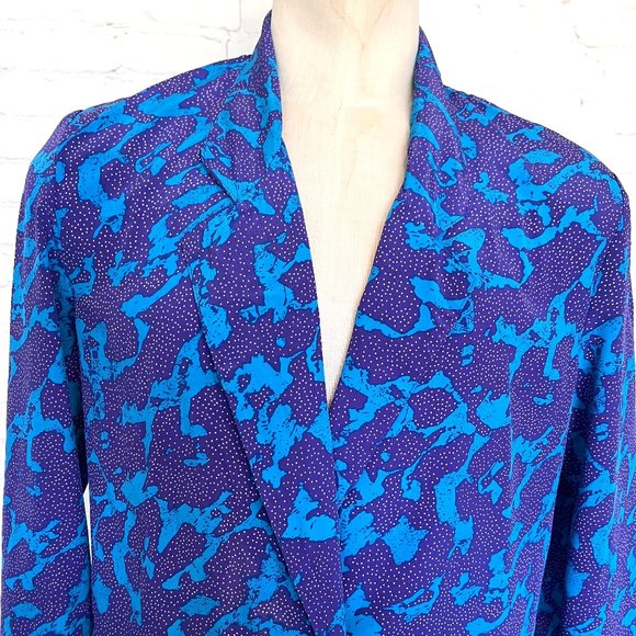 90's Funky Purple & Turquoise Lightweight Blazer - Size 16/Large - Picture 3 of 10